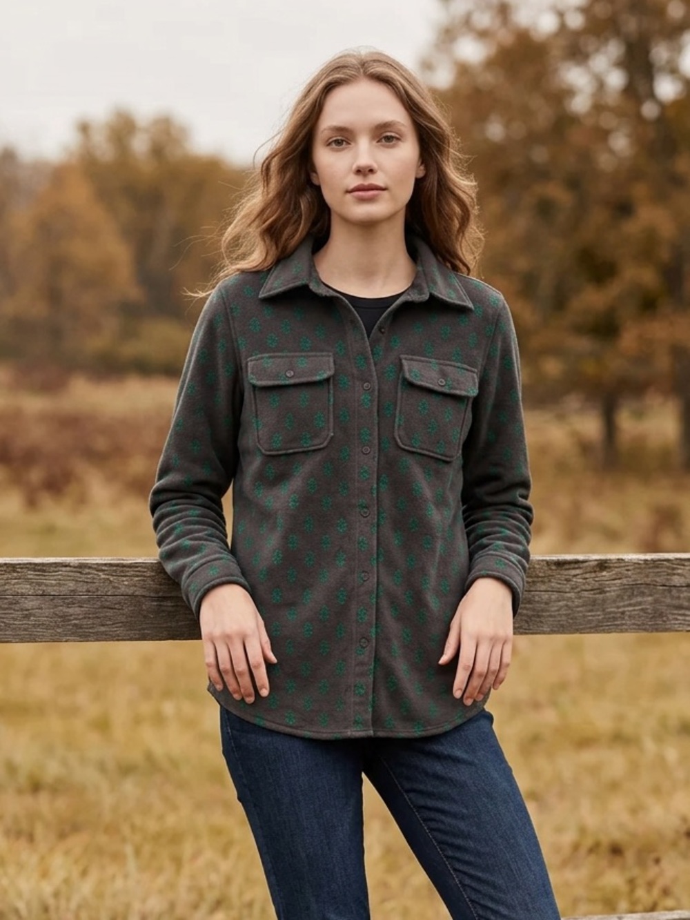 Wrangler Dark Gray & Green Patterned Utility Jacket